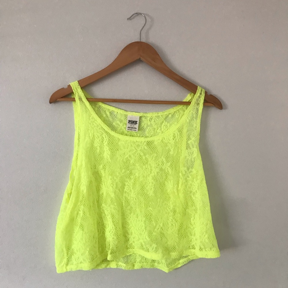 VS Pink neon yellow tank size S